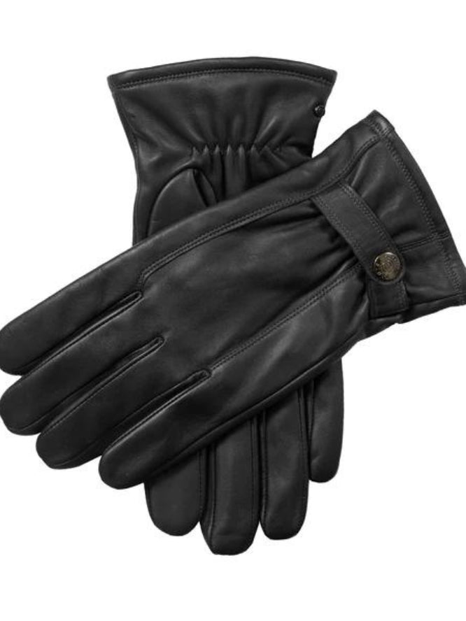 BLACK CONTRAST STITCH LEATHER GLOVES