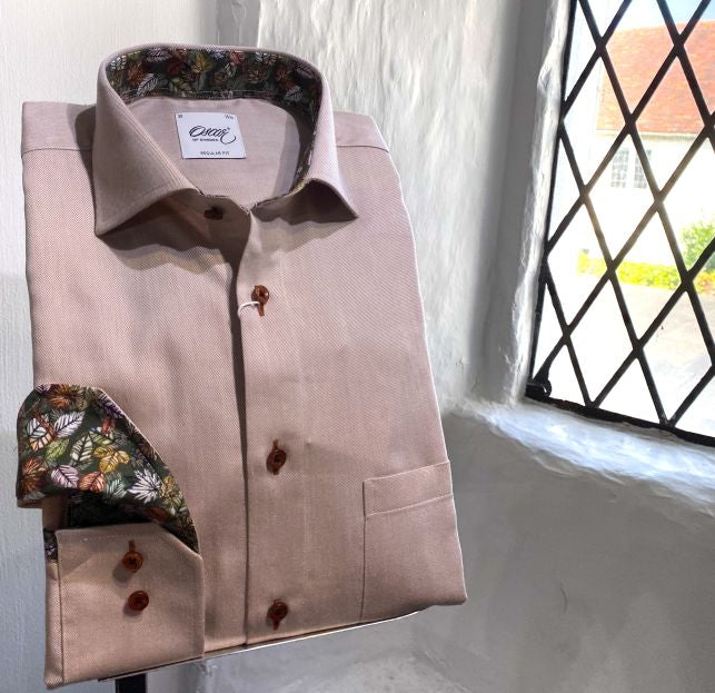 Leaf Trim Brown Shirt