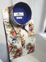 Rose Pattern White Short Sleeve Shirt