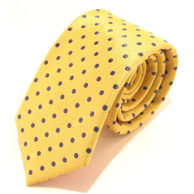 Gold Tie With Navy Spots