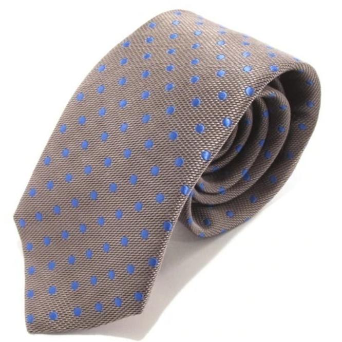Grey Tie With Blue Spots
