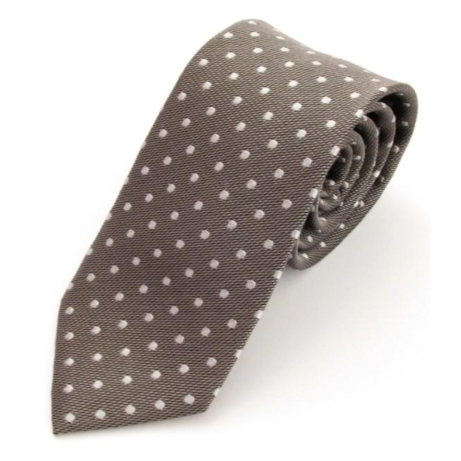 Grey Tie With White Spots