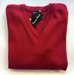 BURGUNDY V NECK WOOL BLEND JUMPER