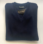 NAVY V NECK WOOL BLEND JUMPER