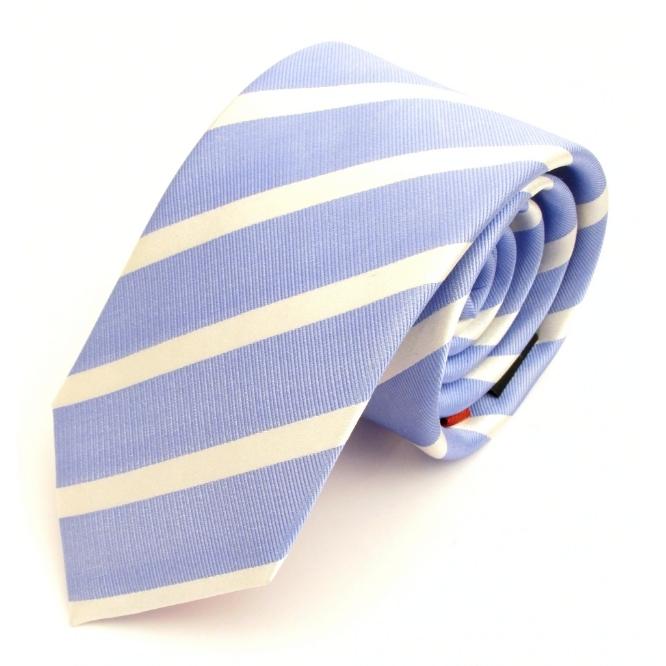 Sky Blue Tie with White Stripe