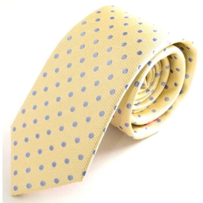 Lemon Tie With Sky Blue Spots