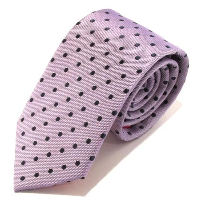 Lilac Tie With Navy Spots