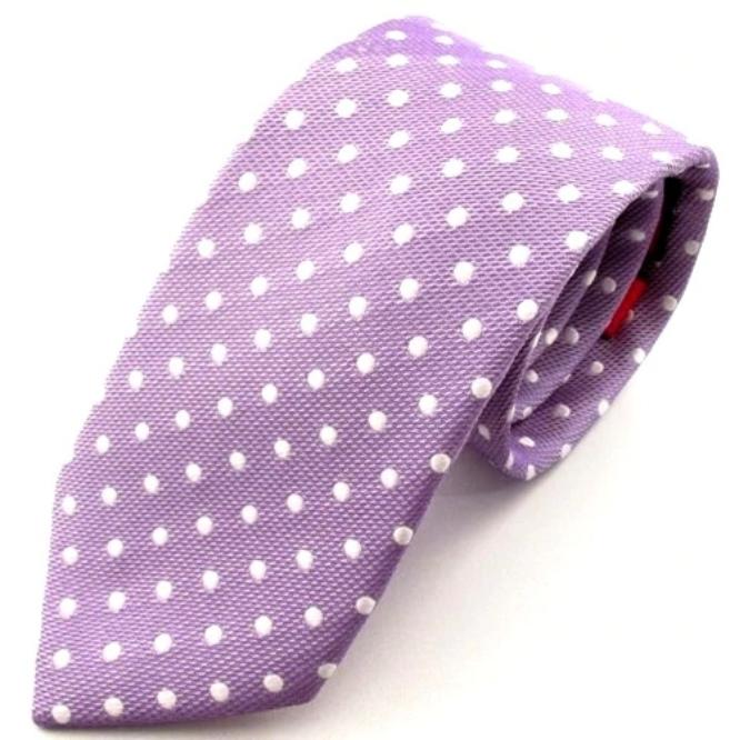 Lilac Tie With White Spots
