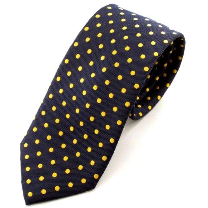 Navy Tie With Gold Spots