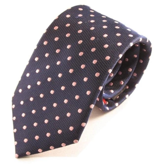 Navy Tie With Light Pink Spots