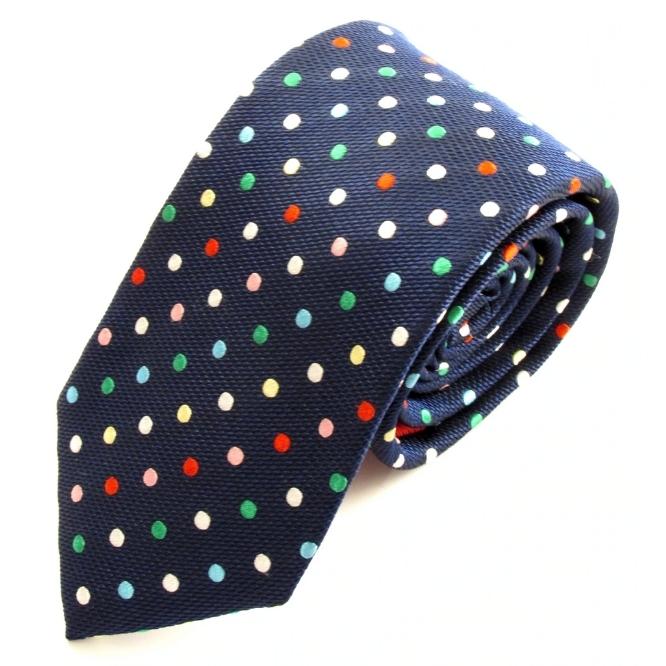 Navy Tie With Mixed Colour Spots
