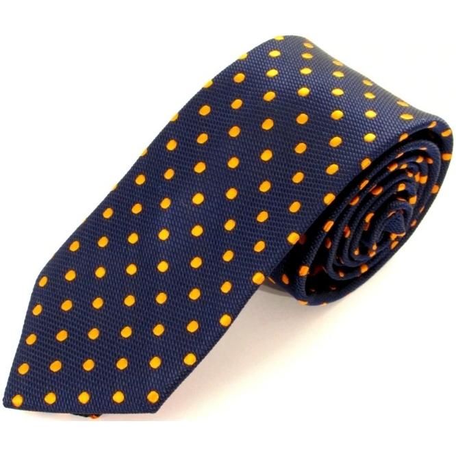 Navy Tie With Orange Spots