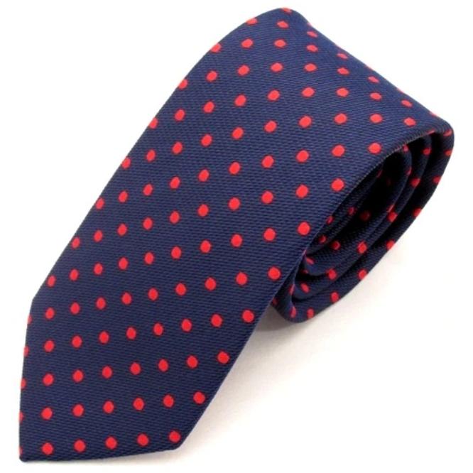 Navy Tie With Red Spots
