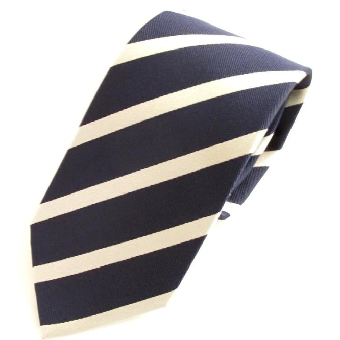 Navy Tie With White Stripe