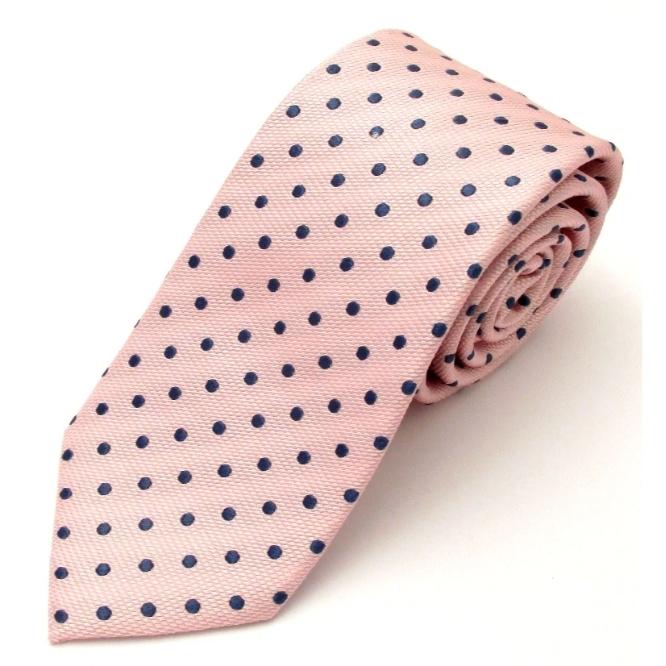 Pink Tie With Navy Spots