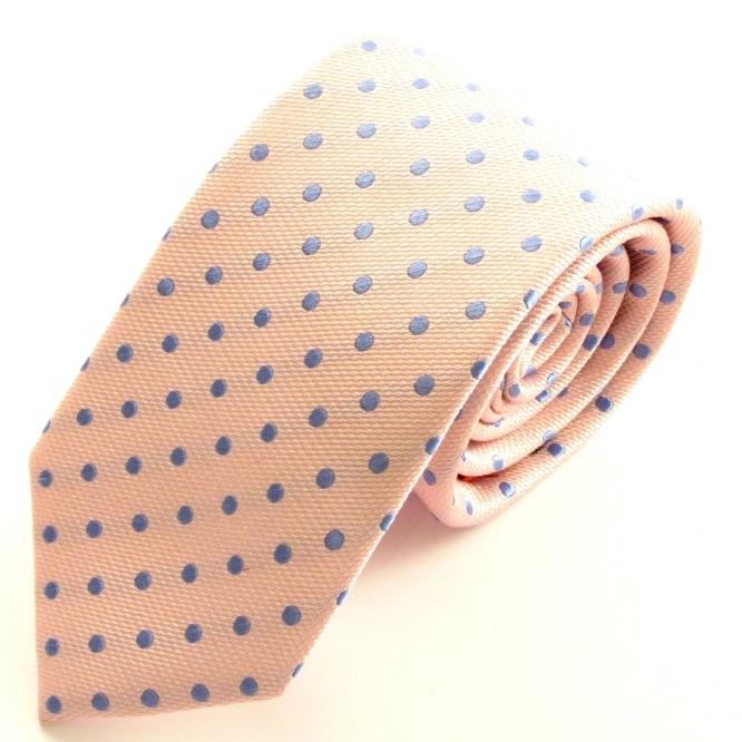 Pink Tie With Sky Blue Spots