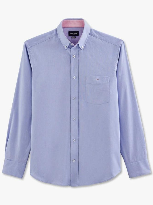 Blue Shirt With Pink Trim