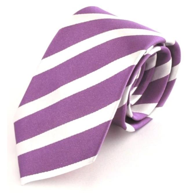 Purple Tie With White Stripe