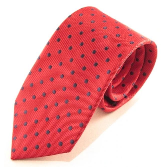 Red Tie With Navy Spots