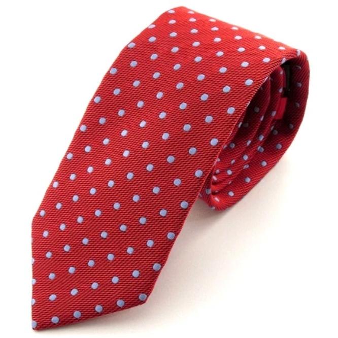 Red Tie With Sky Blue Spots