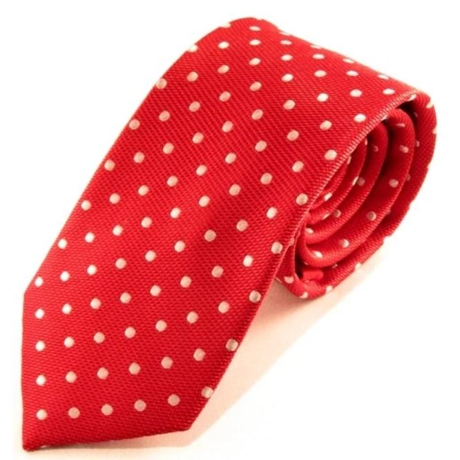 Red Tie With White Spots