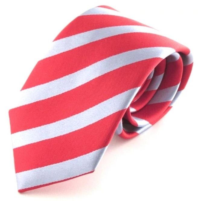 Red Tie With Sky Blue Stripe