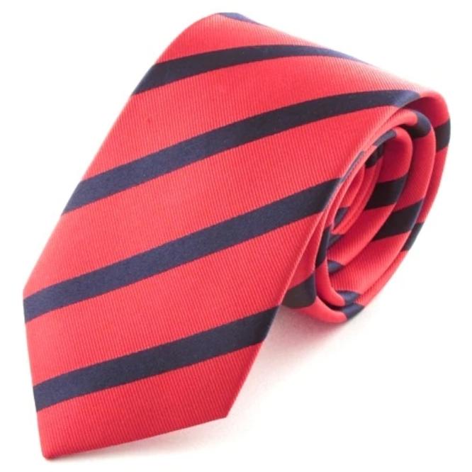 Red Tie With Navy Stripe