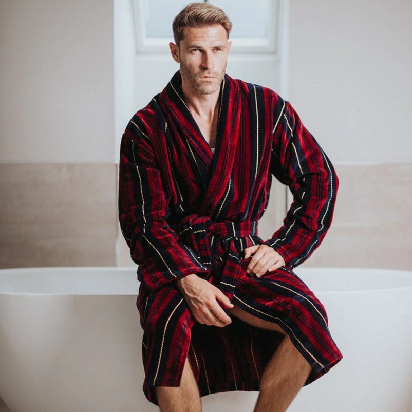 Mens Striped Bath Robe